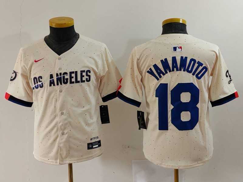 Youth Los Angeles Dodgers #18 Yoshinobu Yamamoto Cream 2024 City Connect Limited Stitched Jersey,We sell and wholesale Youth Los Angeles Dodgers #18 Yoshinobu Yamamoto Cream 2024 City Connect Limited Stitched Jersey on line form chian!